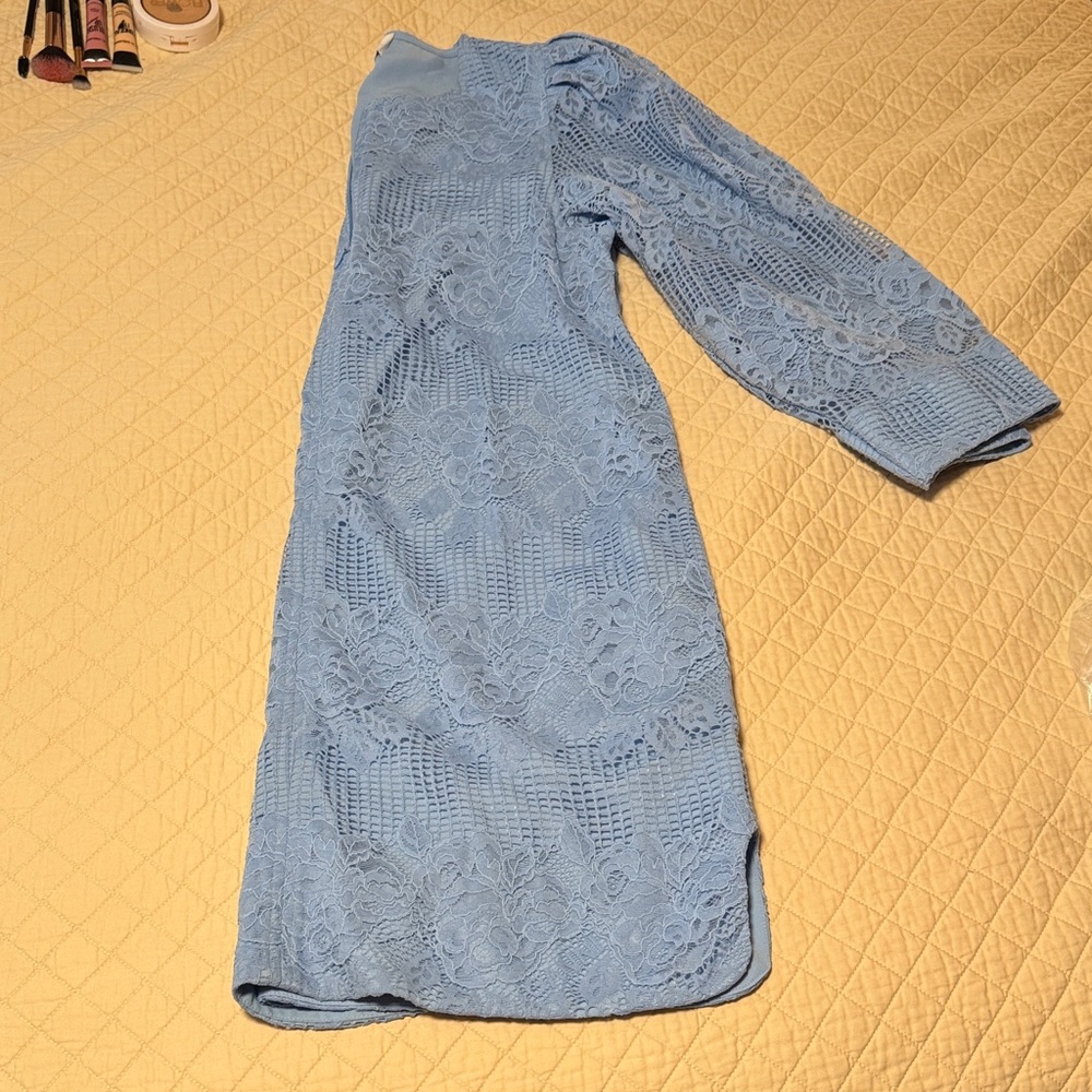 Ganni Blue Lace Midi Dress - Picture 7 of 8